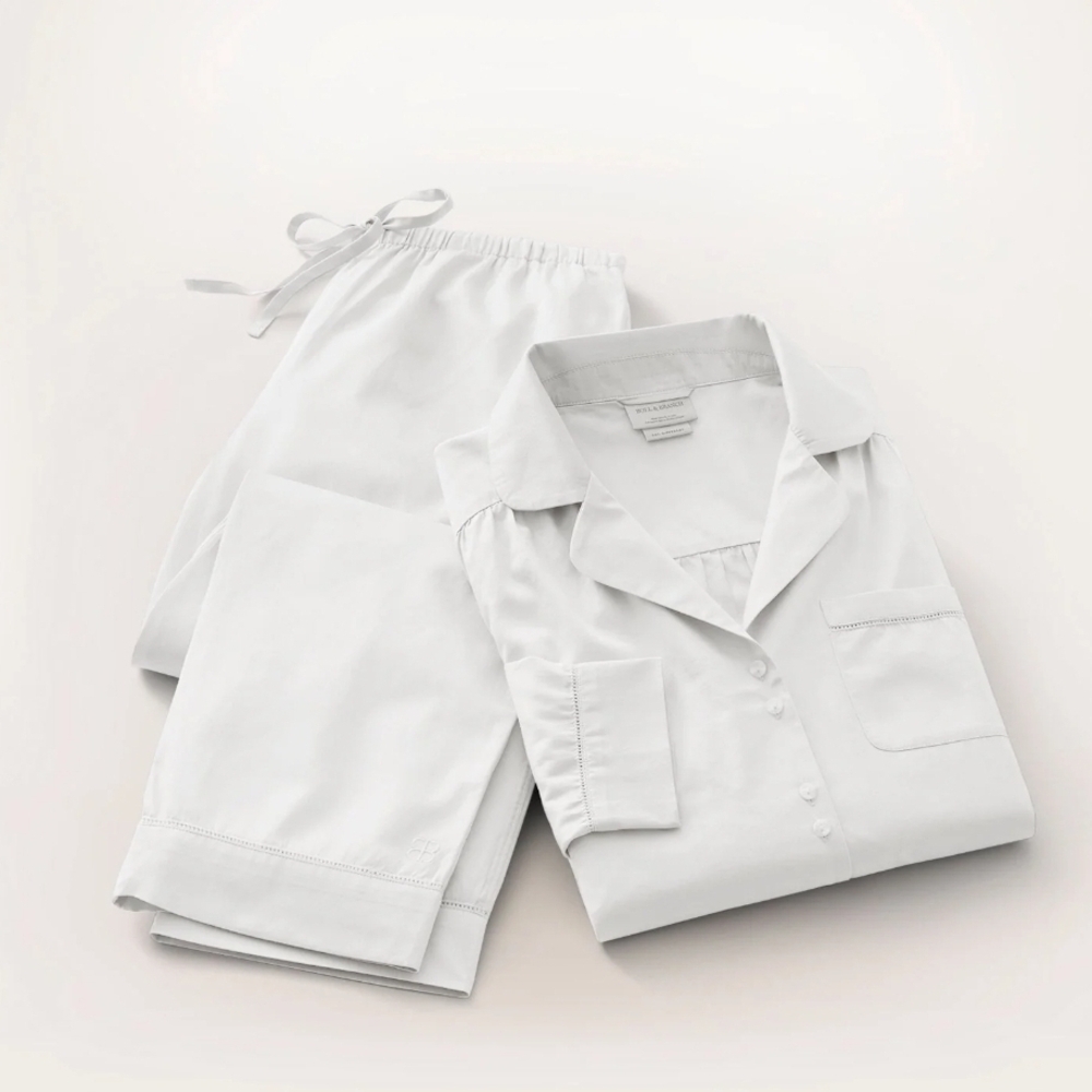 Boll And Branch Signature Long Sleeve & Pants Pajama Set - Off White - Small